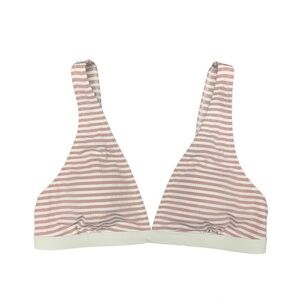 Cupshe‎ Triangle Bikini Top Striped Off White Blush Plunge V Neck Women’s Large